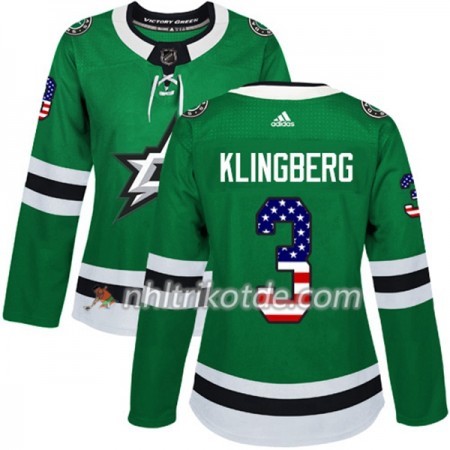 Dallas Stars Trikot John Klingberg 3 Adidas 2017-2018 Kelly Grün USA Flag Fashion Authentic - Dame